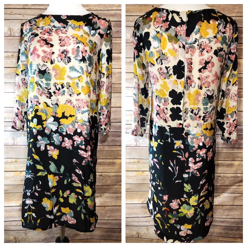 MNG Collection Black & Cream Floral Shift Dress
